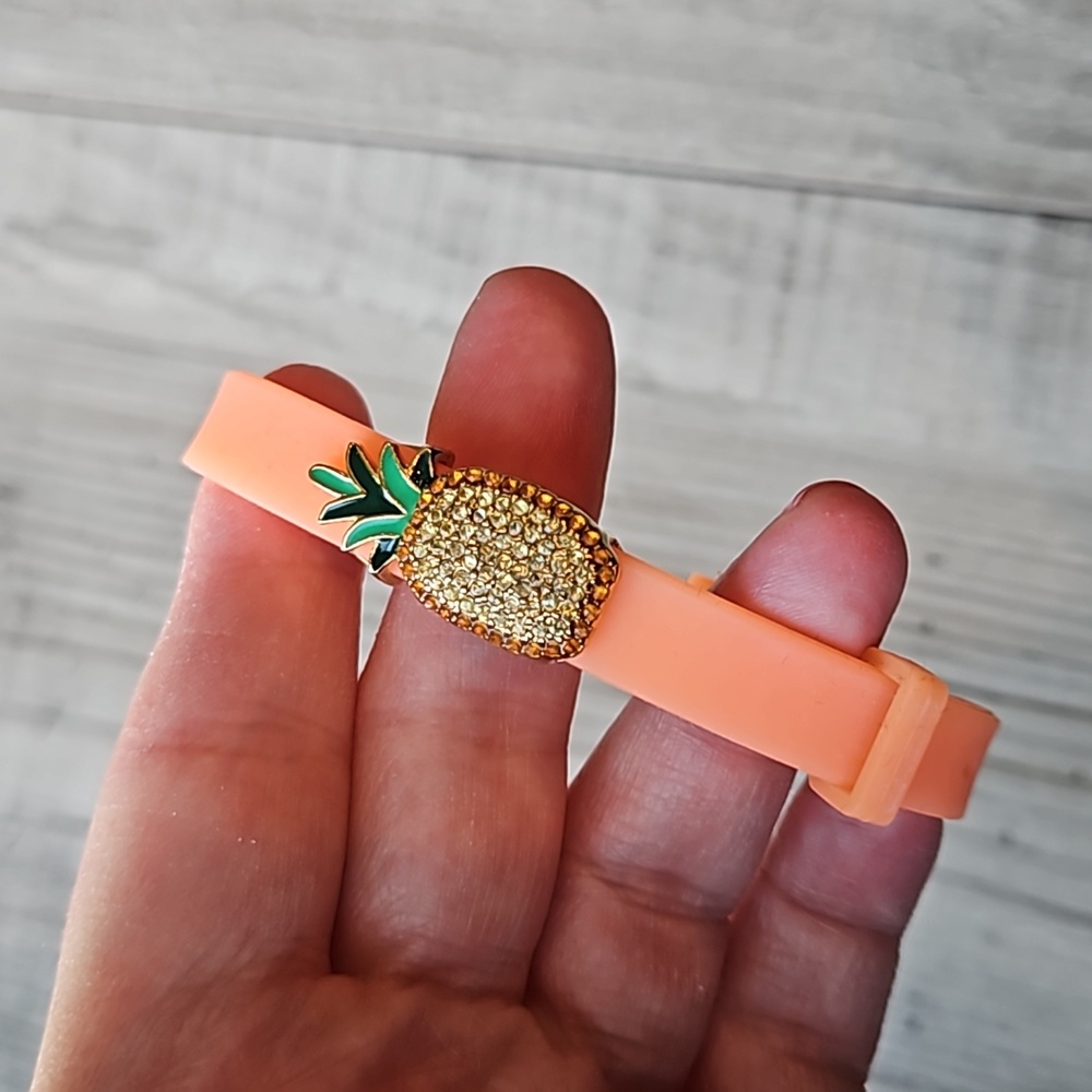 Orange KEEP Collective Bracelet with  Pineapple charm